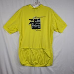 XL CANARI '02 San Diego triathlon HIGH VIS YELLOW zip CYCLING SHIRT JERSEY Y2K